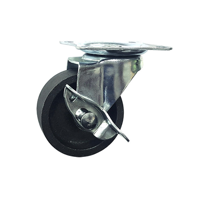 75mm Cast Iron Light Duty Casters 360 Degree Rotating With Side Locking